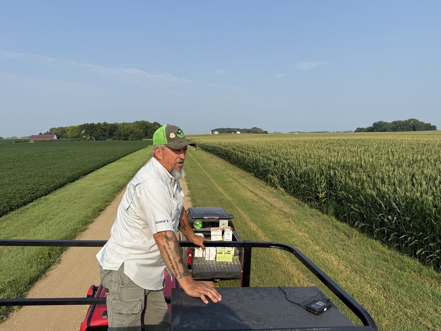 Harvest Drone team working with agricultural drone equipment in the field