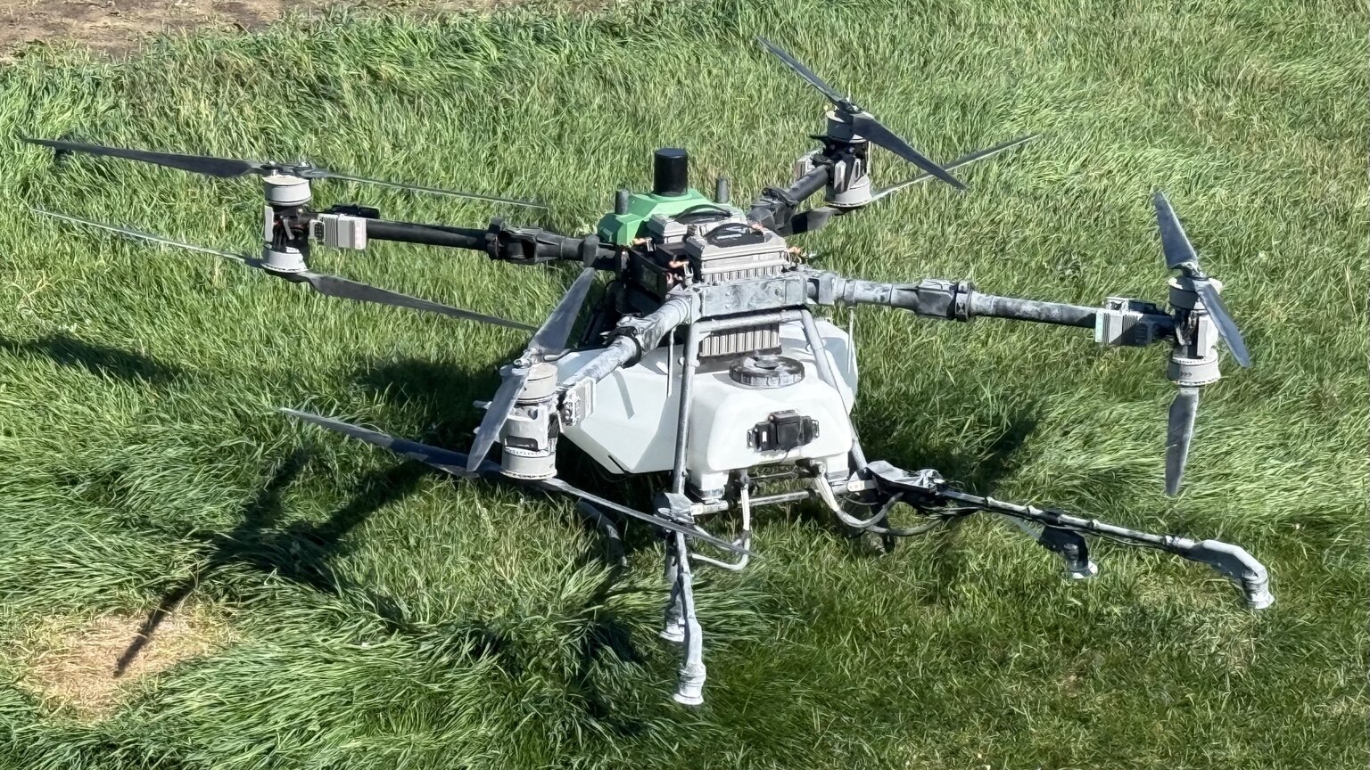 Current Revolution R-40 agricultural drone ready for field application